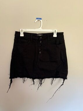 Altar'd State Black Distressed Button-Up Mini Skirt